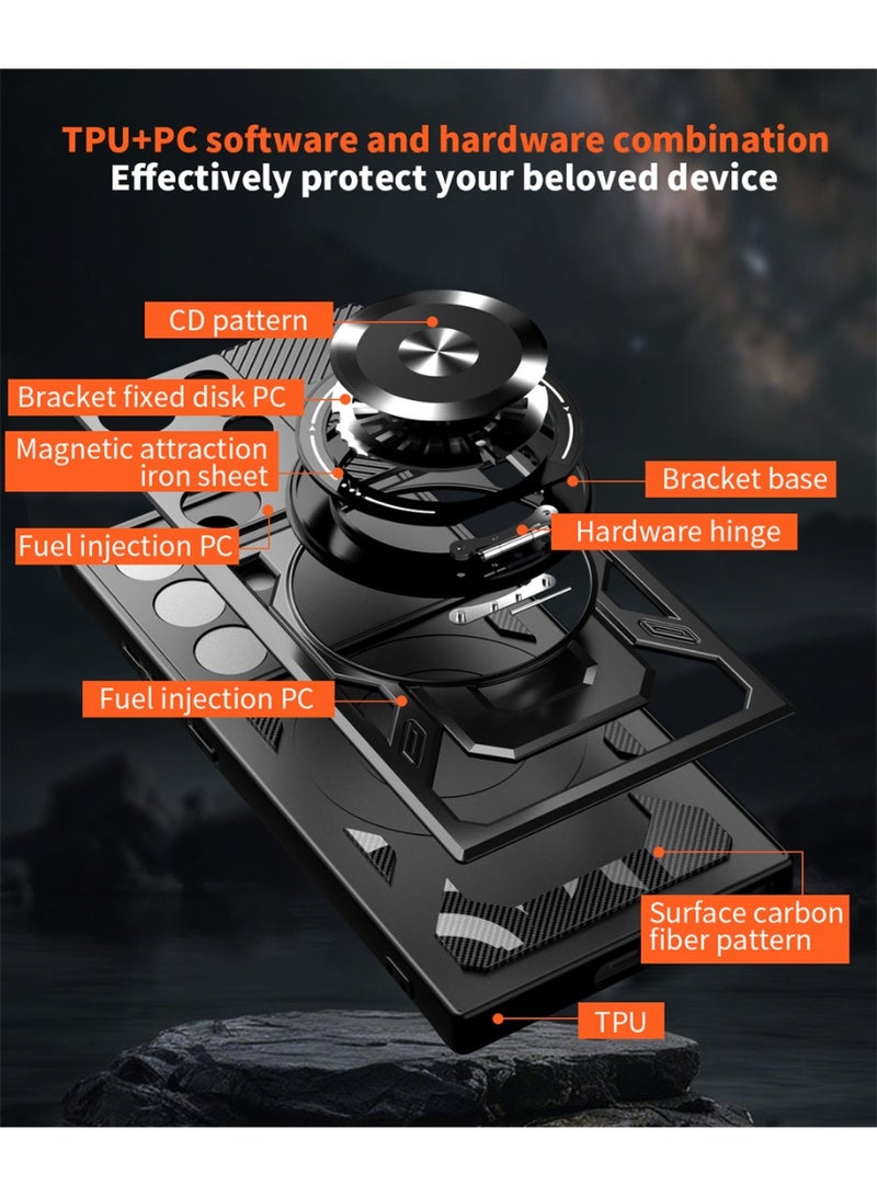 غطاء لسامسونج جالاكسي إس 25 الترا، أغطية من TPU وPC 【حلقة معدنية قابلة للتعديل والدوران 360°】، حماية الكاميرا للهاتف، متين مضاد للصدمات. - Image 3